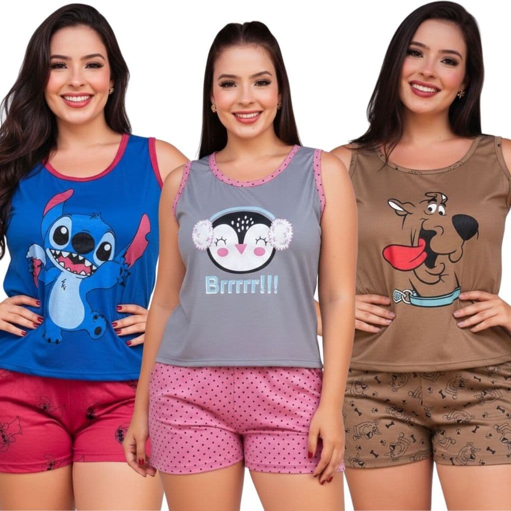 Baby Doll Regata Estampado / Baby Doll Feminino / Short Doll