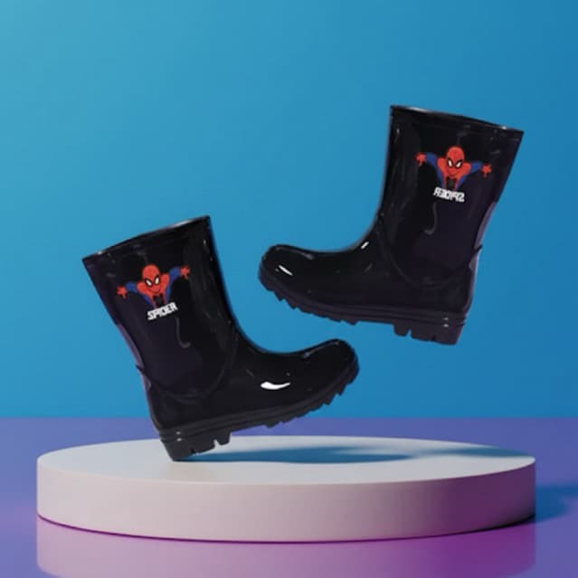 Galocha Botinha de Chuva Infantil Masculino Kids Personagem Menino Aranha Confortável