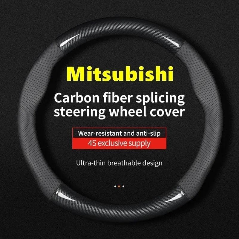 Para Mitsubishi Capa De Volante Couro Genuíno Carbono Ajuste ASX Attrage Colt L200 Mirage G4 Pajero Xpander Lancer Outla