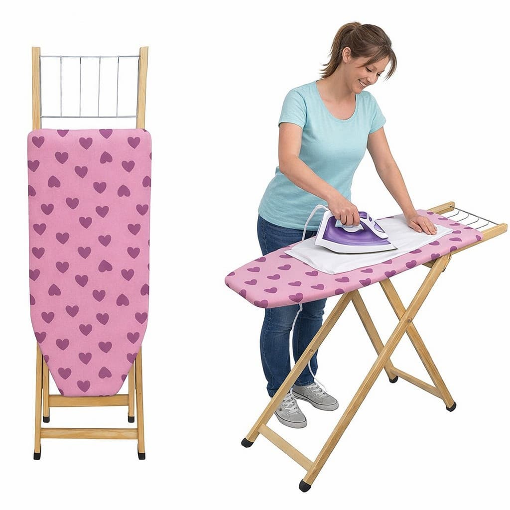 Tábua De Passar Roupa Madeira Com Pés Dobráveis com Borracha  Estampa Colorida