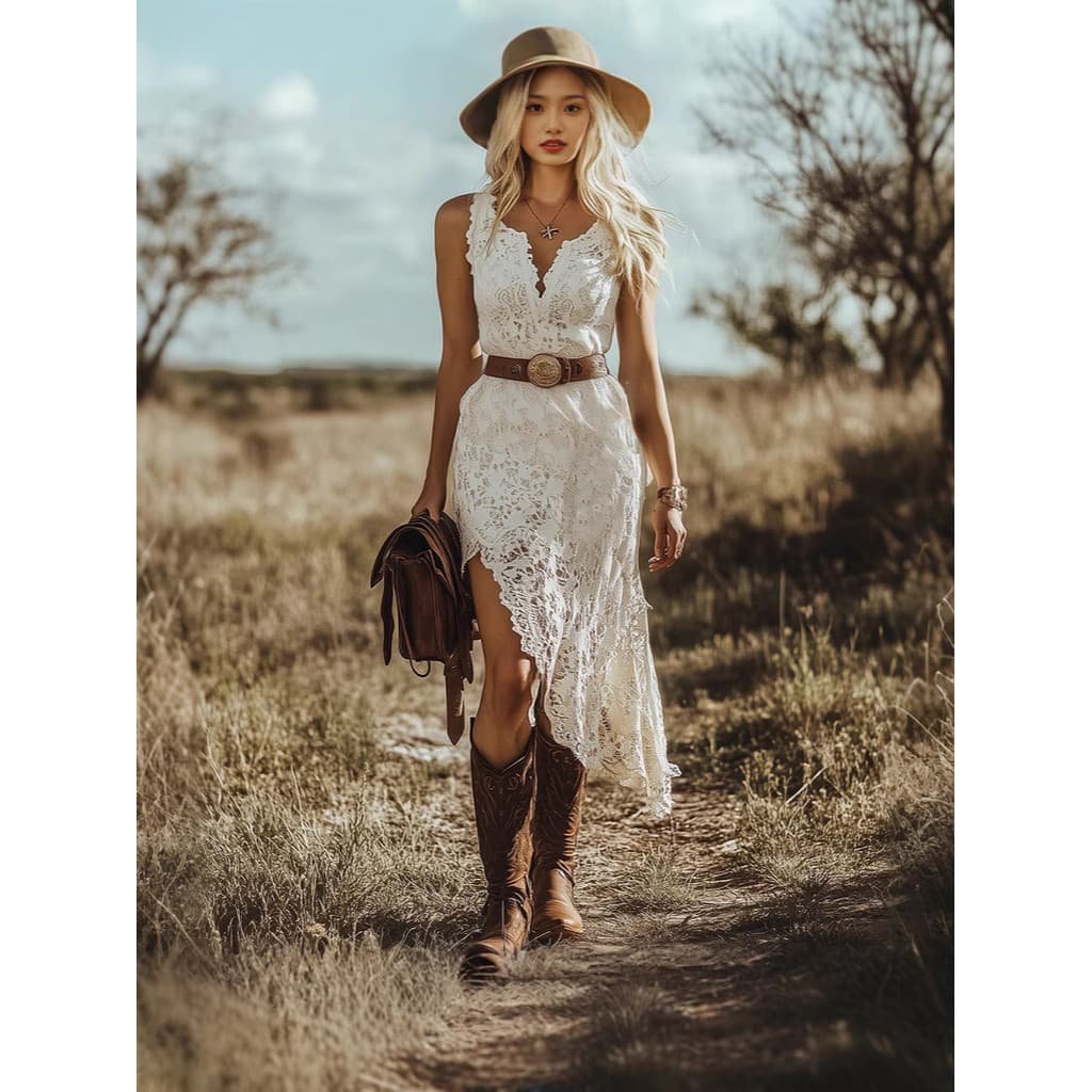 2025 Feel Lace Hollow Deep V Halter Strap Vestido Slim Look Transparente