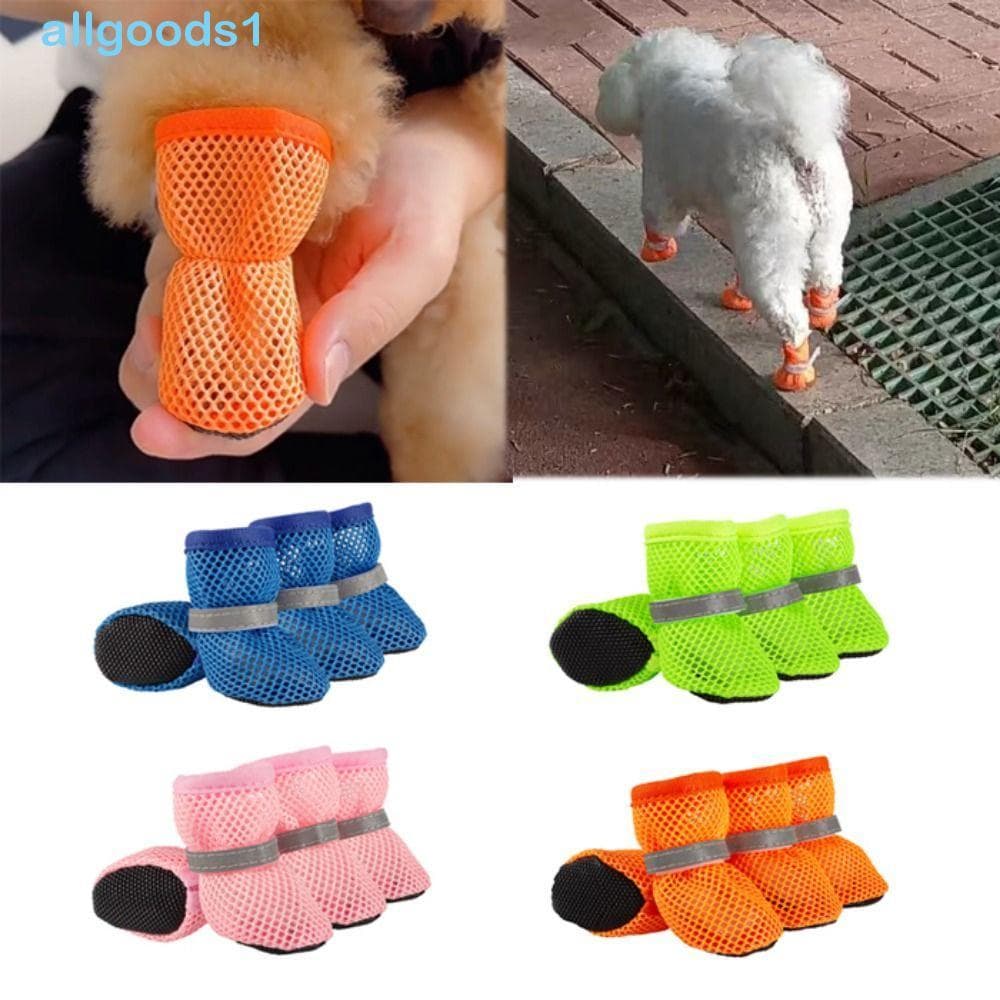 ALLGOODS 4 Unidades/Conjunto Sapatos De Malha Para Cães , Respiráveis E Antiderrapantes Ocos Resistentes Ao Desgaste