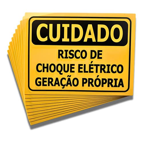 10 Placas Cuidado Risco De Choque Geração Própria 25x18cm