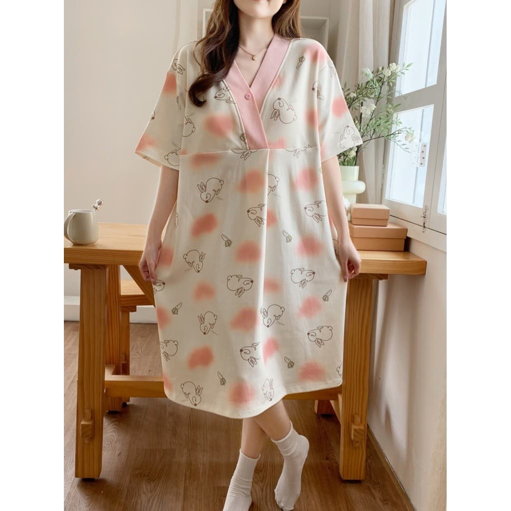 Com almofada no peito primavera fina de manga curta pós-parto amamentação enfermagem camisola barriga elevador calças ro