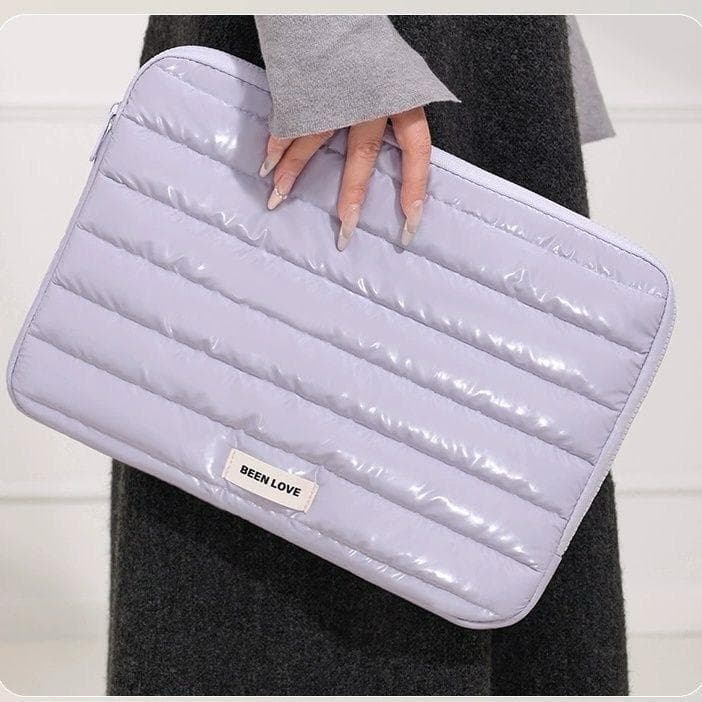 Bolsa Para Notebook Premium Metalizada Capa Protetora Puffer Acolchoada Macia À Prova De Choque Carteira Porta Documento