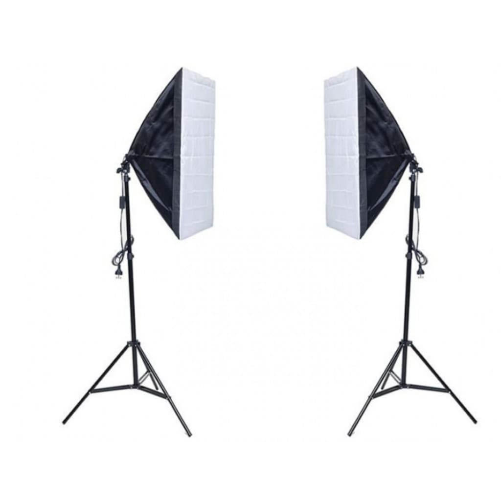 Kit Duplo Softbox 50x70 + Tripé 2m Estúdio Fotografia Iluminação Bivolt Bocal E27 com Tela Difusora