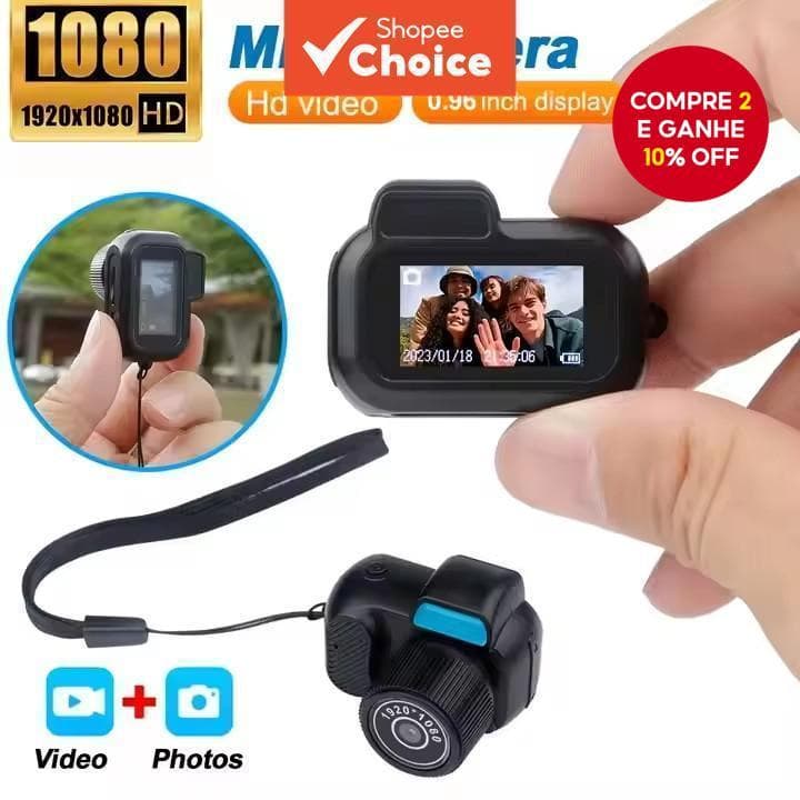  Mini câmera HD 1080p com tela DV para uso interno, externo, esportivo, portátil, vintage, gravador de vídeo muito