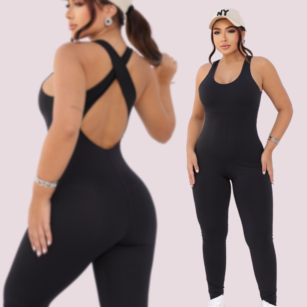 Macacão Academia Longo Costas Cruzadas Feminino ESPORTIVO Roupa Fitness Do P ao GG