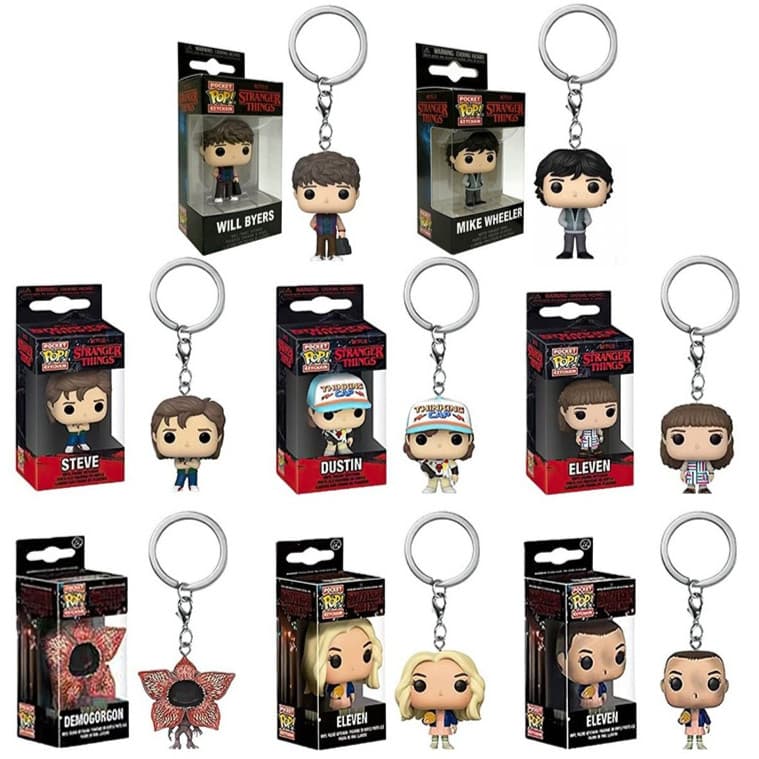 Stranger Things 5 Drama Americano Clássico POP Modelo Cartoon Chaveiro Pingente Presente