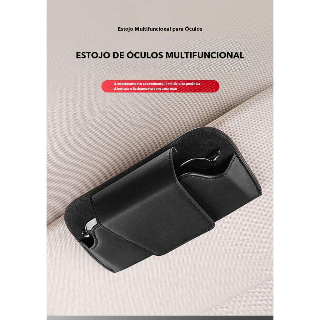 1pcs Estojo De Óculos De Sol Com Viseira Solar Automática  Porta-Bilhetes Multifuncional  Armazenamento Interno Do Carro