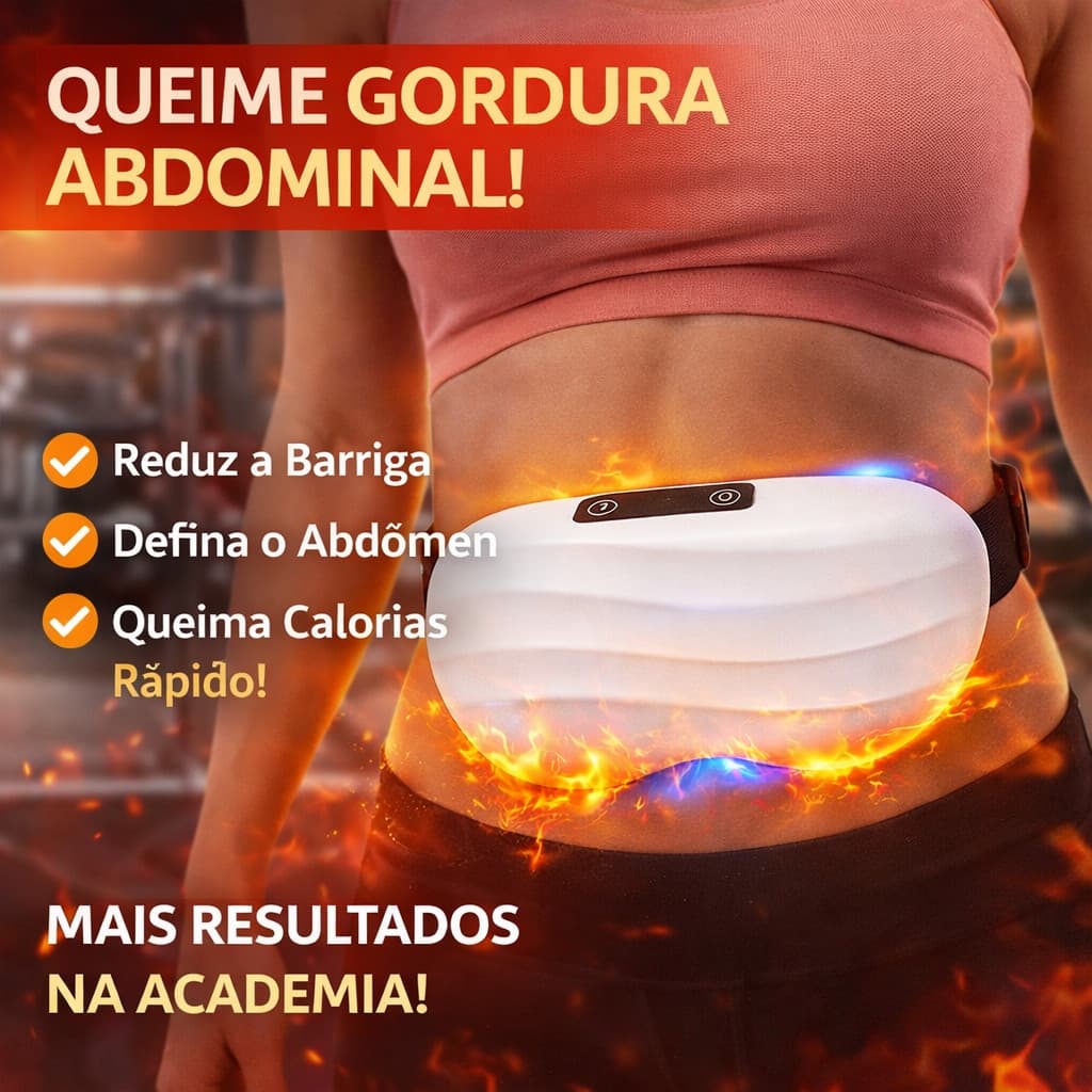 Cinta Massageadora Abdominal Elétrica Redutora de Gordura com Aquecimento para Definir Abdômen
