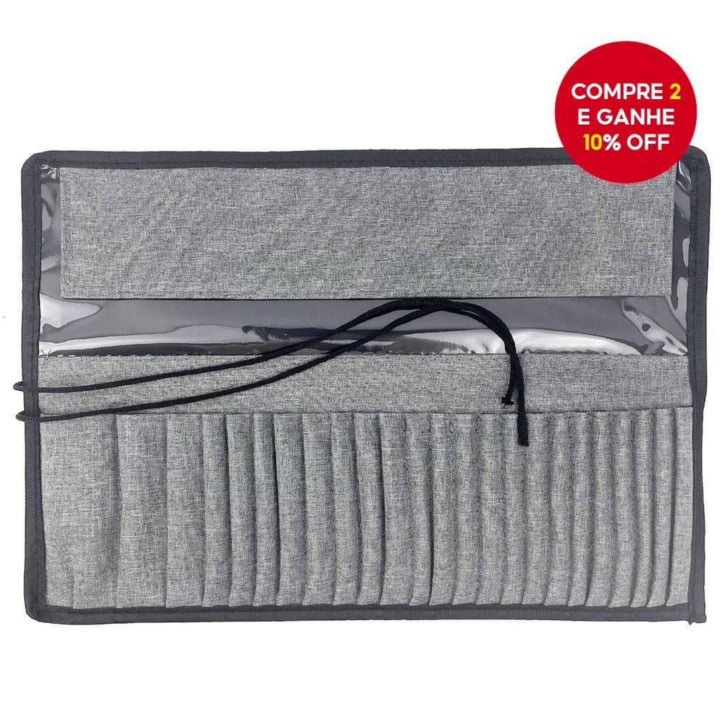 Bolsa de pintura para pincéis cinza de 24 slots, à prova d'água e durável, organizador portátil de materiais de arte