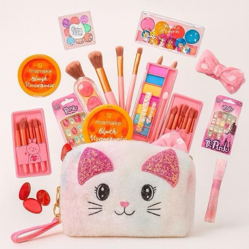 Kit 11 Itens Maquiagem Infantil E Necessaire Sombra Pincel Batom Skin Care Ótima Qualidade