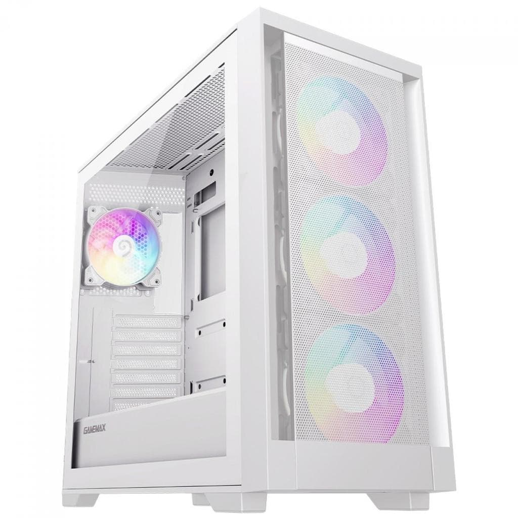 Gabinete Gamer Gamemax Defender MB WH, Mid Tower, MATX, Vidro Temperado, Sem Fonte, Sem Fan, DEFENDER WHITE