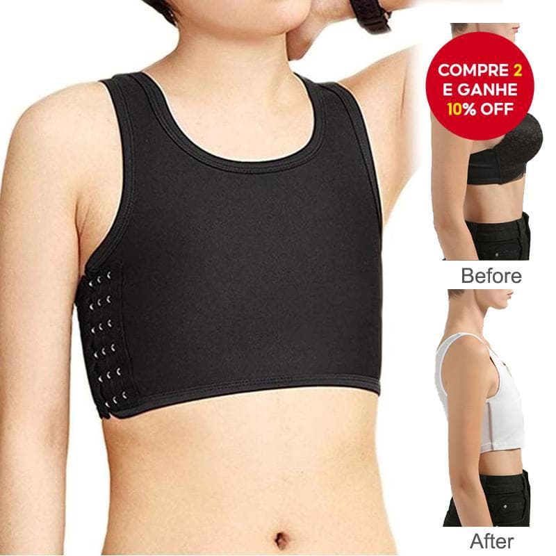 Colete De Pasta De Peito Invisível Plus Size De 20 Cm-Parte Superior De Compressão Ultraplana Com Fecho De Gancho