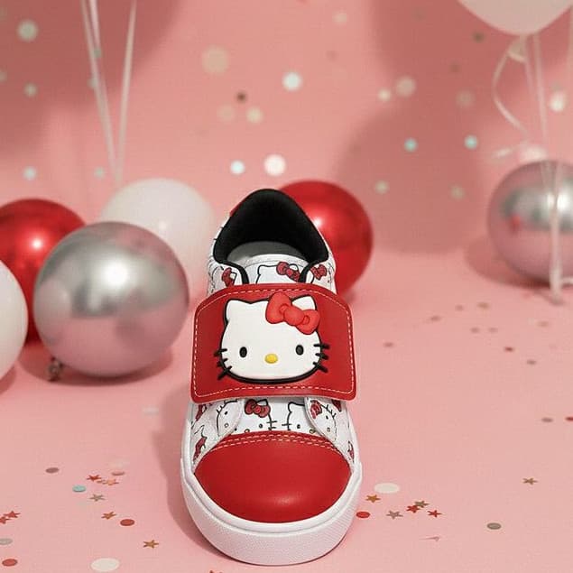 Tênis Botinha Infantil Menina Hello Kitty Red Love Calce Fácil Antiderrapante Vermelho Confortável