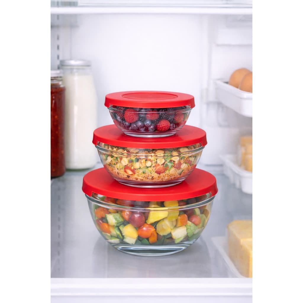 Conjunto 3 Potes de Vidro Herméticos Tampa com Vedação para Alimentos Marmita Geladeira Freezer