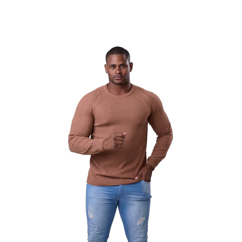 Suéter Masculino Lã Tricô Gola Redonda Blusa Premium 7138