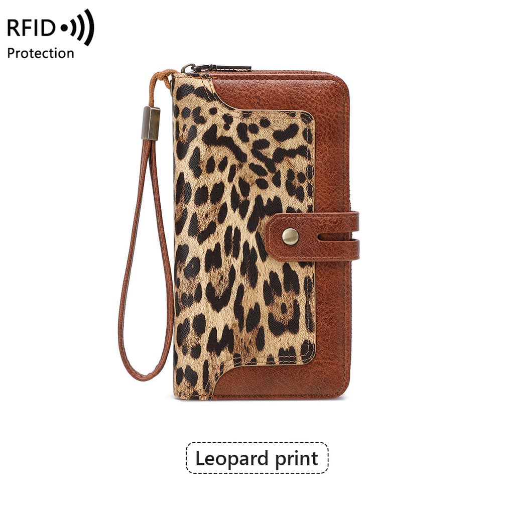 Carteira De Couro PU Vintage Com Bloqueio De RFID | Porta-Cartões Múltiplo Embreagem De Telefone De Grande Capacidade Pu