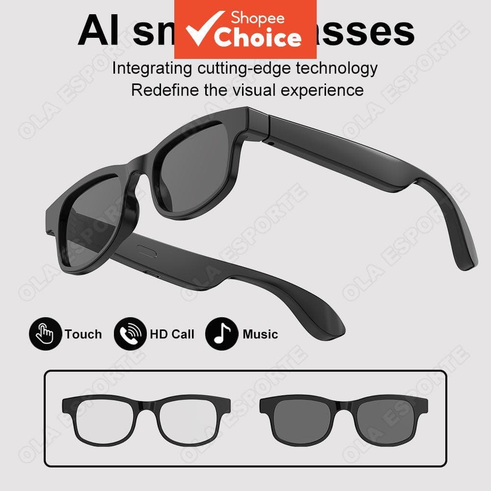  Novos Óculos de Sol Inteligentes AI Bluetooth 5.3 Chamada de Voz Reprodução de Música Assistente de Voz para Homens e