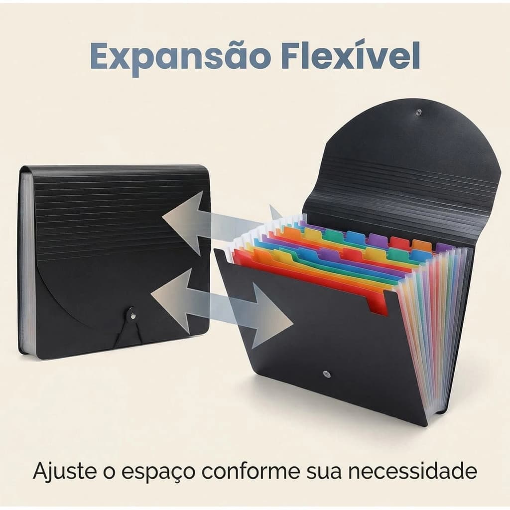 Pasta Sanfonada Arquivo A4 Expansível 25 Divisória Organizadora Para Documentos TOP&CASA