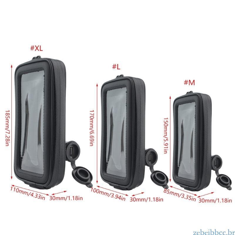 zebeibbcbr Suporte Para Telefone Guidão Motocicleta Bolsa Giratório 360 Graus USB