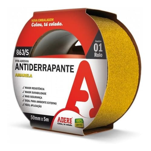 Fita Antiderrapante Escada Piso Adere 50mm X 5m Cor Amarela