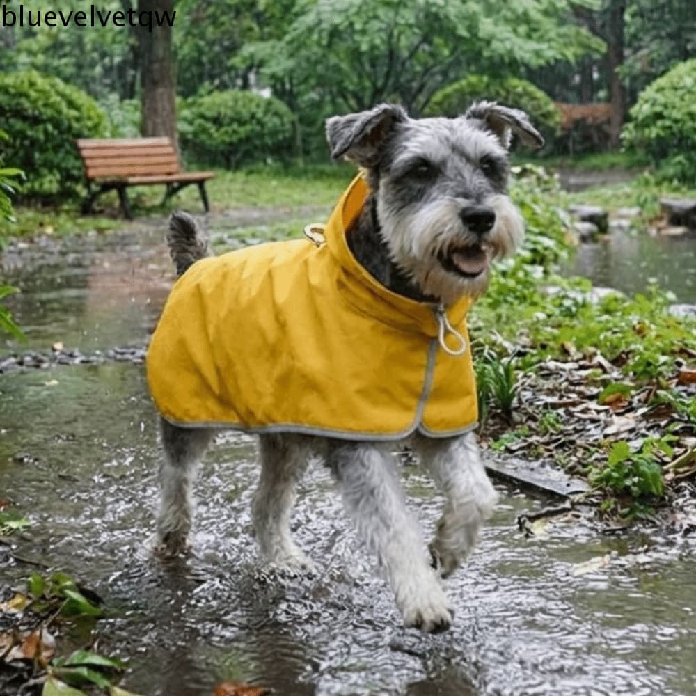 Capa Impermeável BLUEVELVETQW , De Chuva Com Capuz Para Cachorro Listra Reflexiva Resistente À Sujeira , Jaqueta Furo Tr