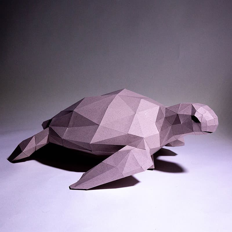 MOMO Molde de papel tridimensional Tartaruga marinha Animal Molde de papel Ornamentos Modelo de escultura em papel 3d Ja