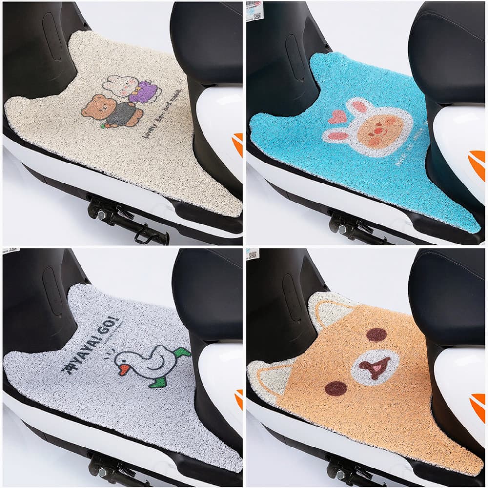 Tapete universal para apoio de pés de veículo elétrico com desenho animado, laço de seda, pode ser cortado para ajustar,