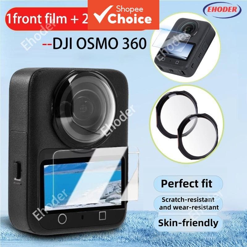 Lente Da Câmera 2 Pçs Filme E 1 Vidro Temperado Para DJI OSMO 360 Anti-Risco PC Capa Protetora Kit Acessório