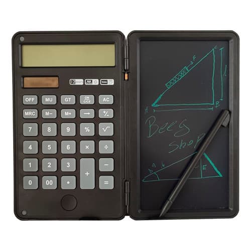 Calculadora Digital Com Bloco De Anotações E Caneta Mágica Preto