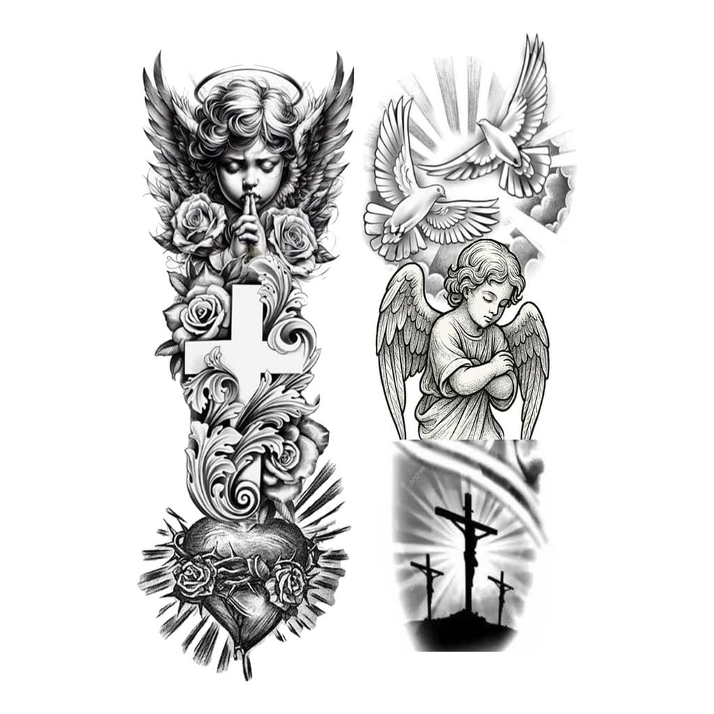  2 Tatuagem Temporária Falsa Anjos Grande 10x27