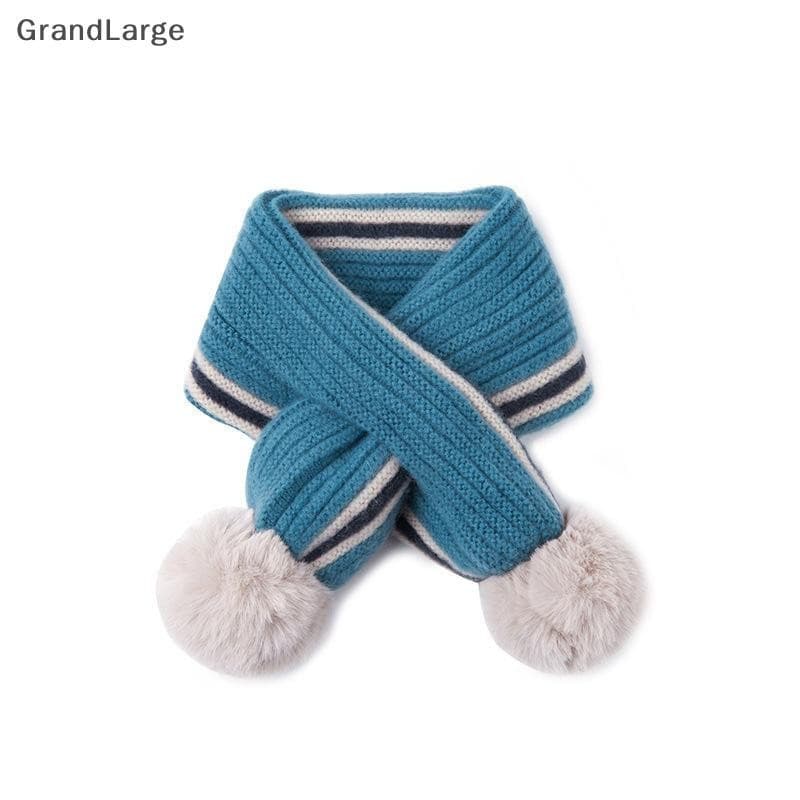 [GrandLarge] Outono E Inverno Bebê Cor Bloqueada Lã Malha Cachecol Infantil Meninos Meninas Na Moda Cruz Bola Quente BR