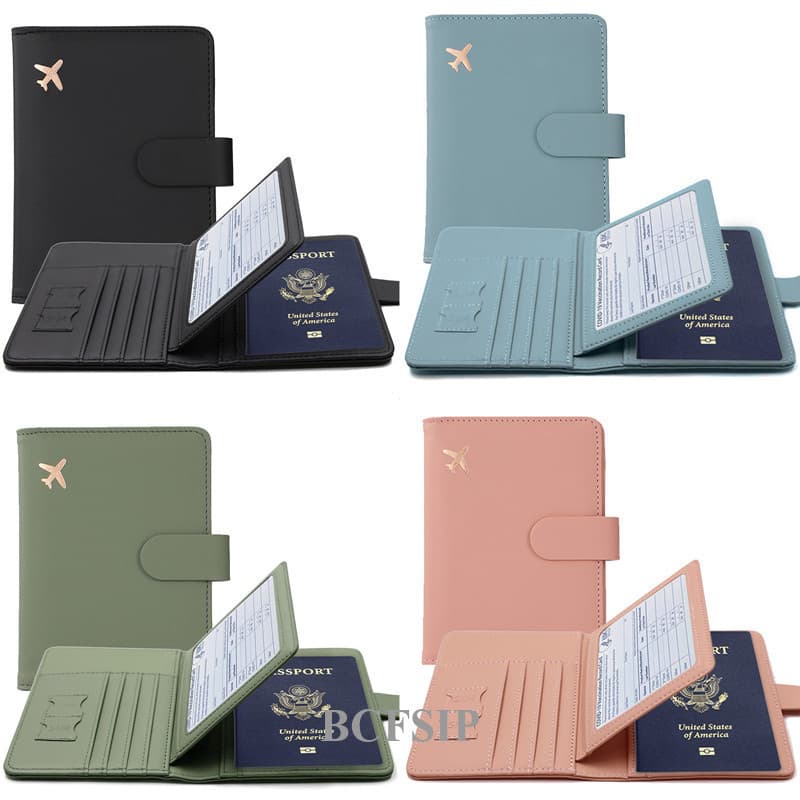 Porta-Passaporte BCF Carteira De Viagem Em Couro PU Para Cartões Conjuntos De Crédito Viagens