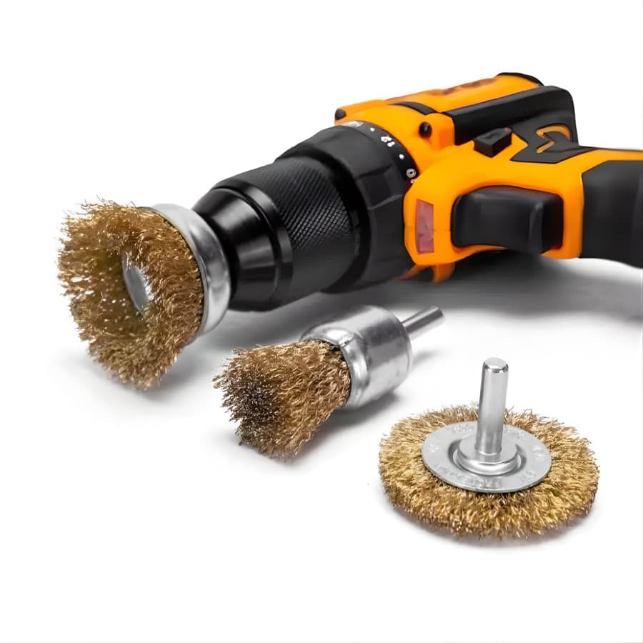 Kit Escova de Aço Circular para Furadeira Parafusadeira Jogo Escovas de Limpeza Rotativa com Haste