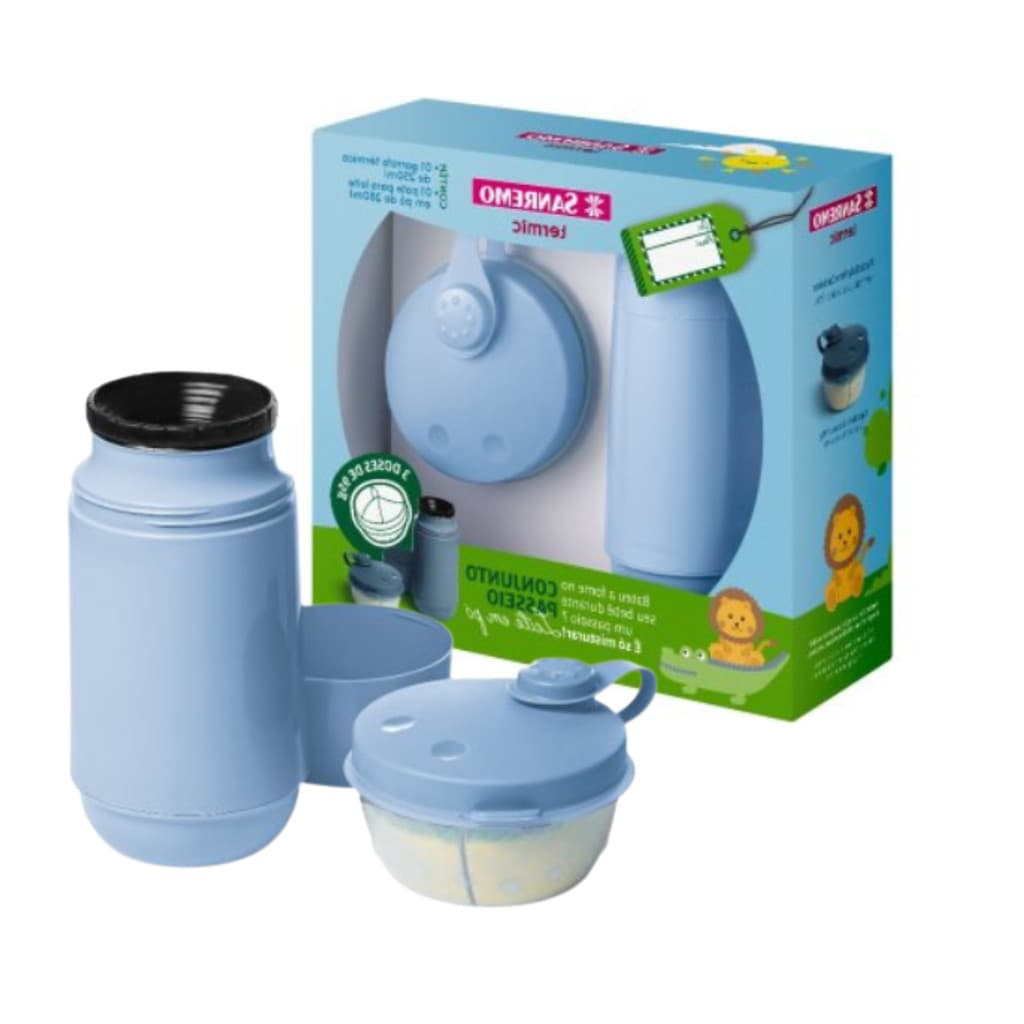 CJ GARRAFA 250ML + POTE LEITE EM PO / Azul PROMOÇÃO VOLTA AS AULAS