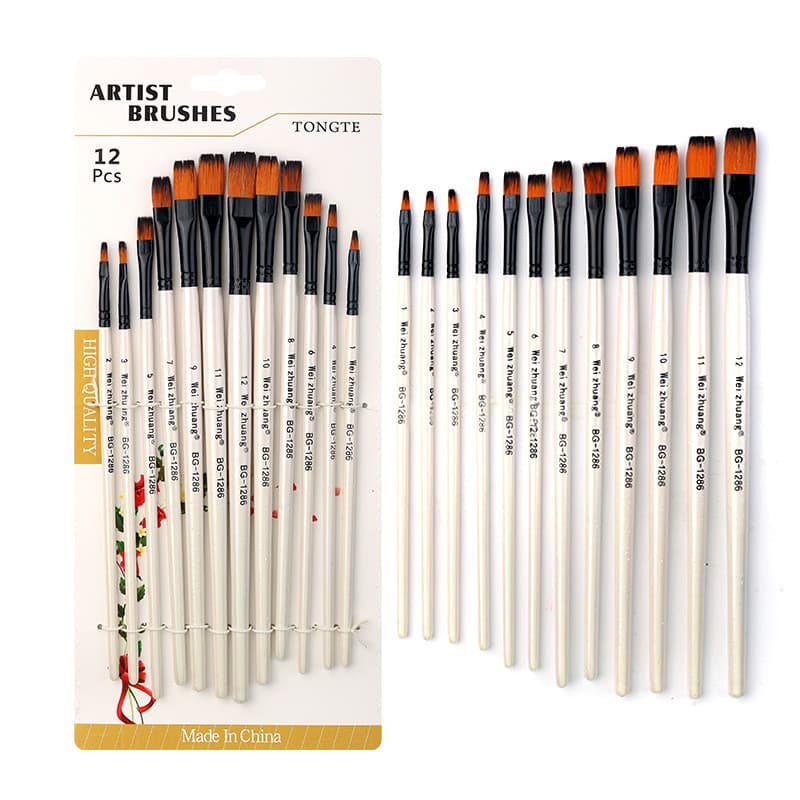 Kit com 12 Pincéis artísticos para pintura cerdas macias, aquarela, guache, pintura a óleo, acrílico