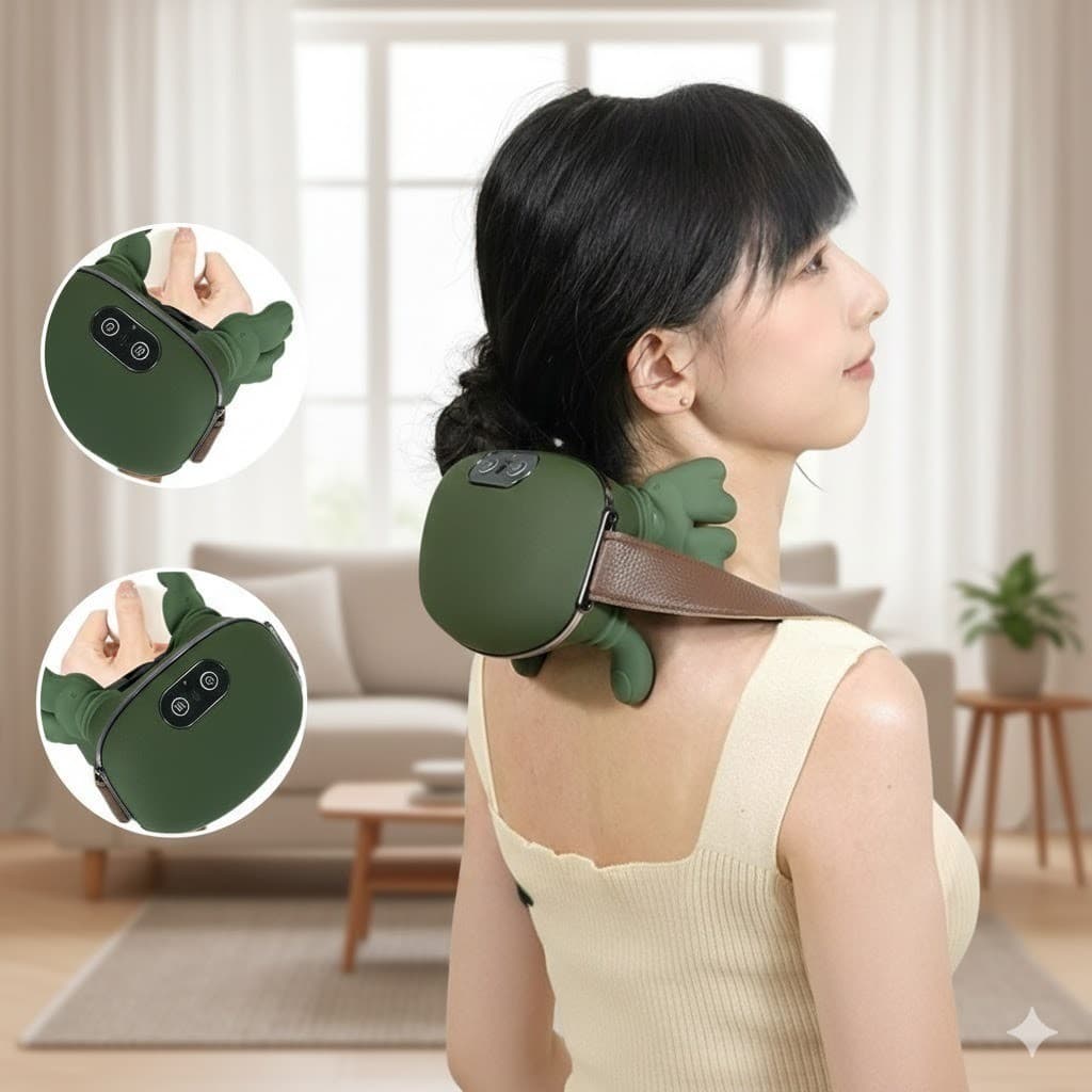 Massageador Pescoço Elétrico - Alívio Dor 3 Intensidades Aquecimento Infravermelho
