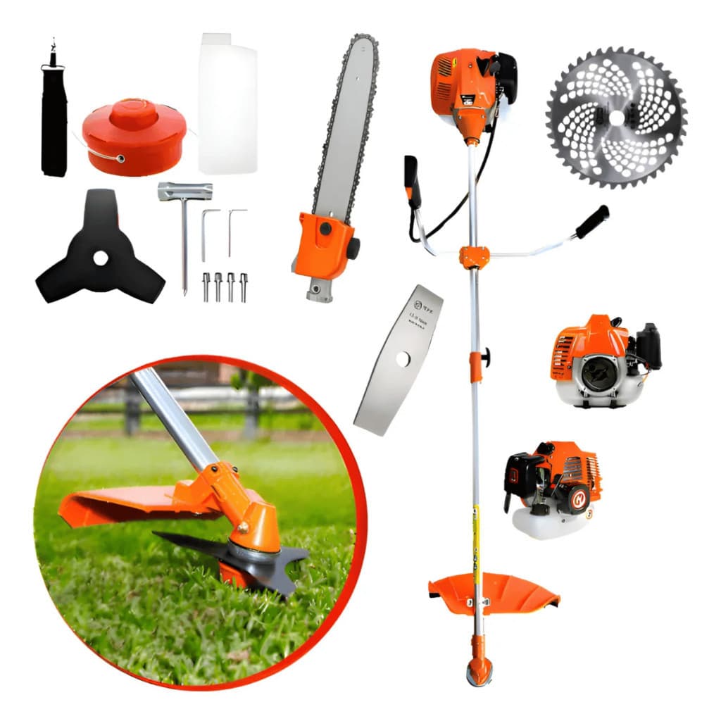 Kit Roçadeira Profissional K-Nakasaki Gasolina 75CC 8 em 1 Bipartida + Motopoda + 80 dentes