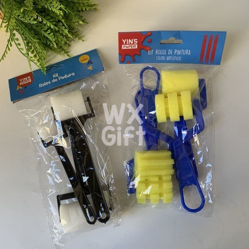Kit Rolo de Pintura Liso ou Efeito Artístico - Yins Paper / WX Gift