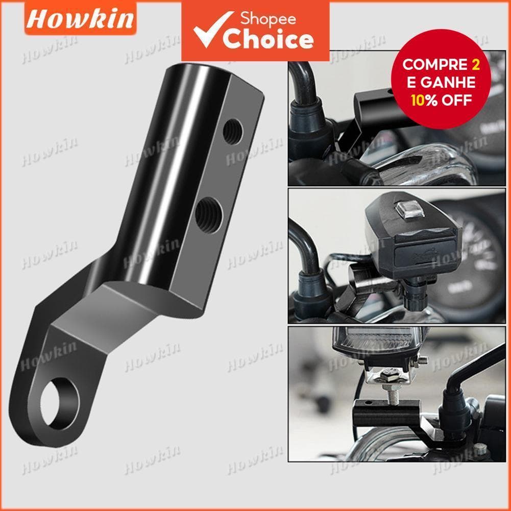  Suporte de Guidão Dupla Função em Liga de Alumínio para Espelho e Suporte de Celular para Motocicleta
