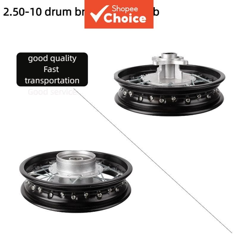  Duas rodas motocicleta off-road veículo elétrico aro de roda 2.50-10 polegadas roda dianteira roda traseira anel de aço