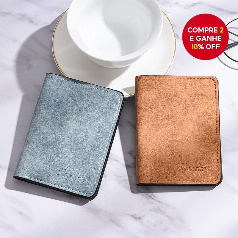 Carteira Vertical Ultrafina Para Homens-Porta-Cartões Fino Com Janela De Identificação