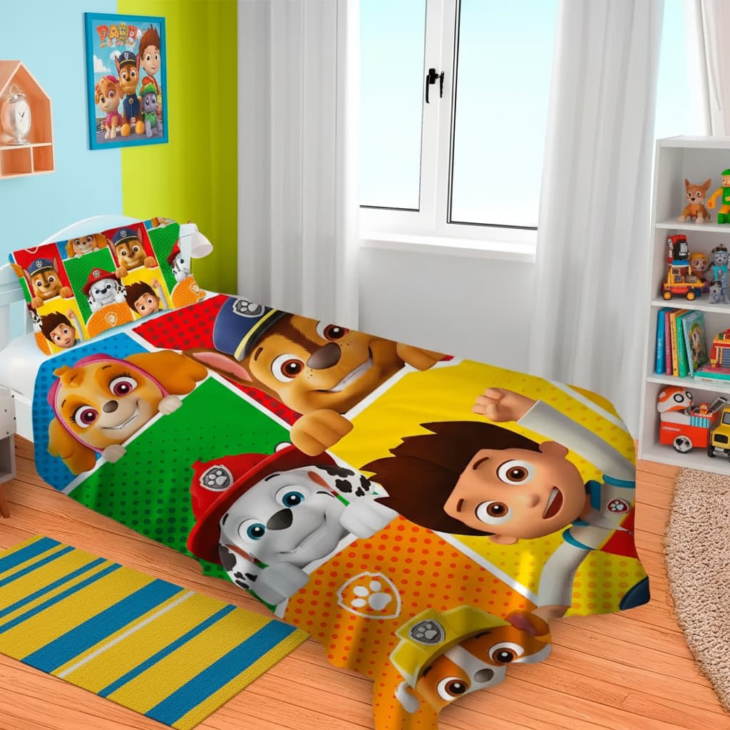 Lençol Cobre Leito Solteiro+fronha Infantil Patrulha Canina