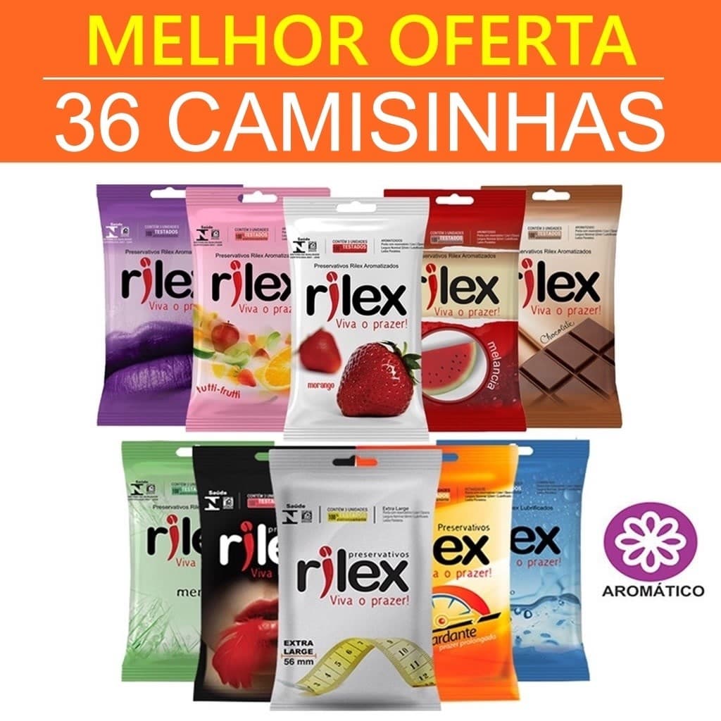 KIT C/ 36 Camisinhas Rilex Aromas Variados - 12 PACOTES C/ 3 Preservativos Cada SEX SHOP