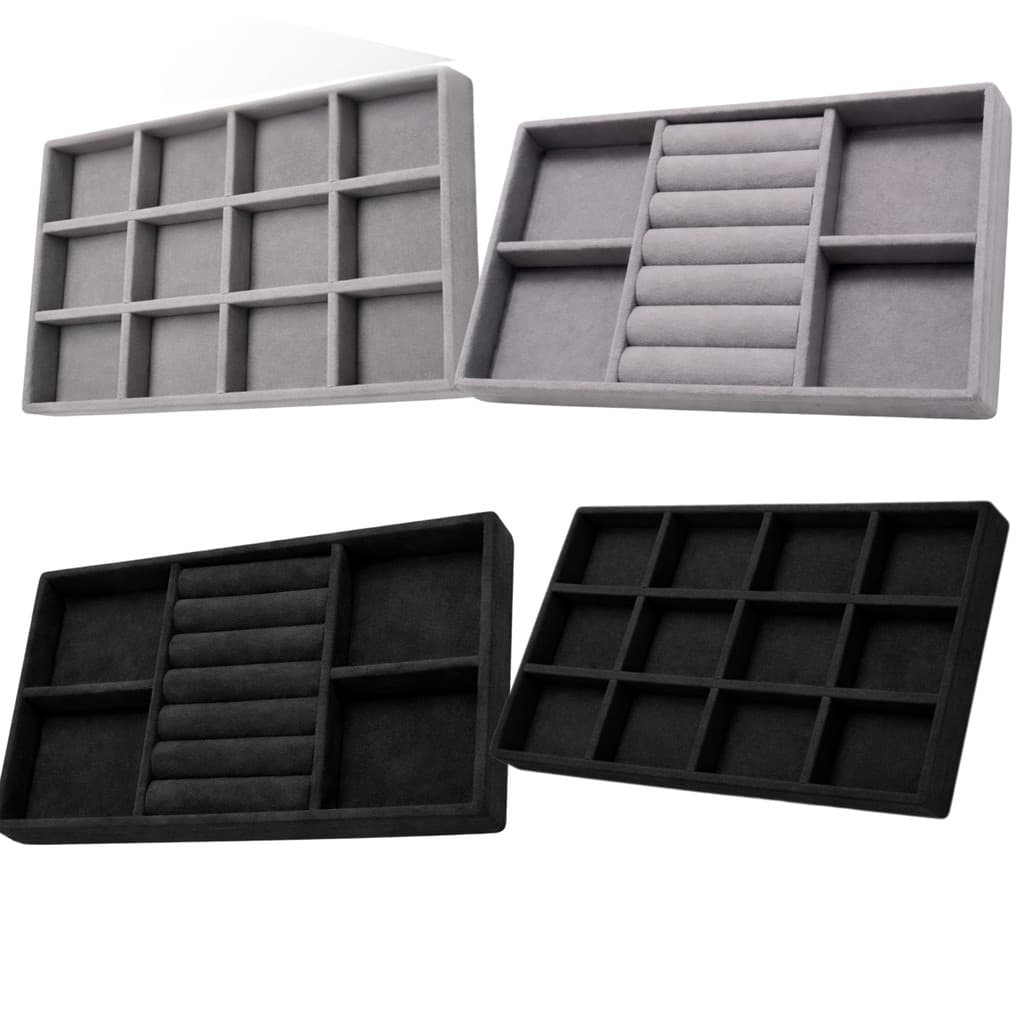 Porta Joias 12 Divisórias Camurça Organizador Bandeja Para Anéis Brincos