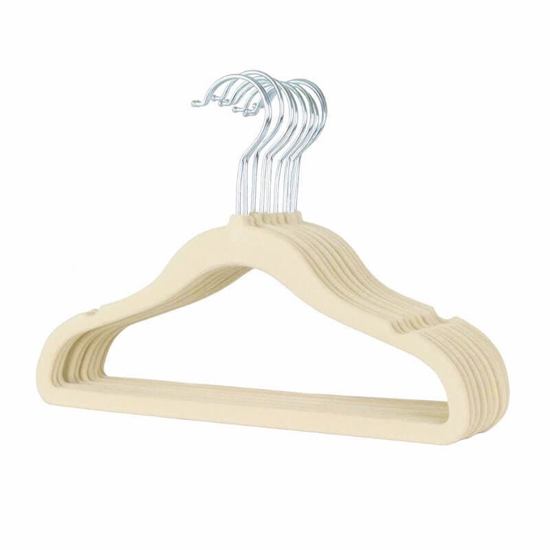 Cabide de Veludo Infantil Bege 30 cm - 10 pecas