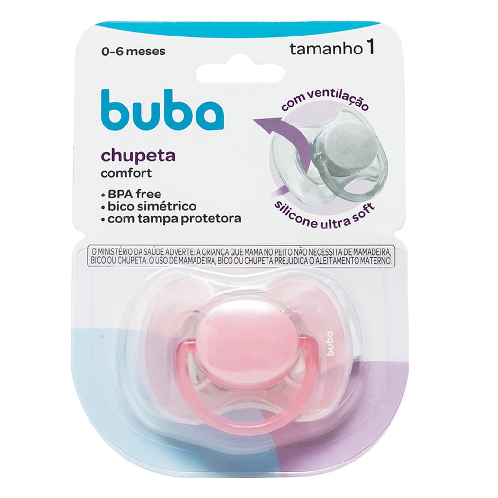 Chupeta Buba Comfort Tamanho 1 Rosa