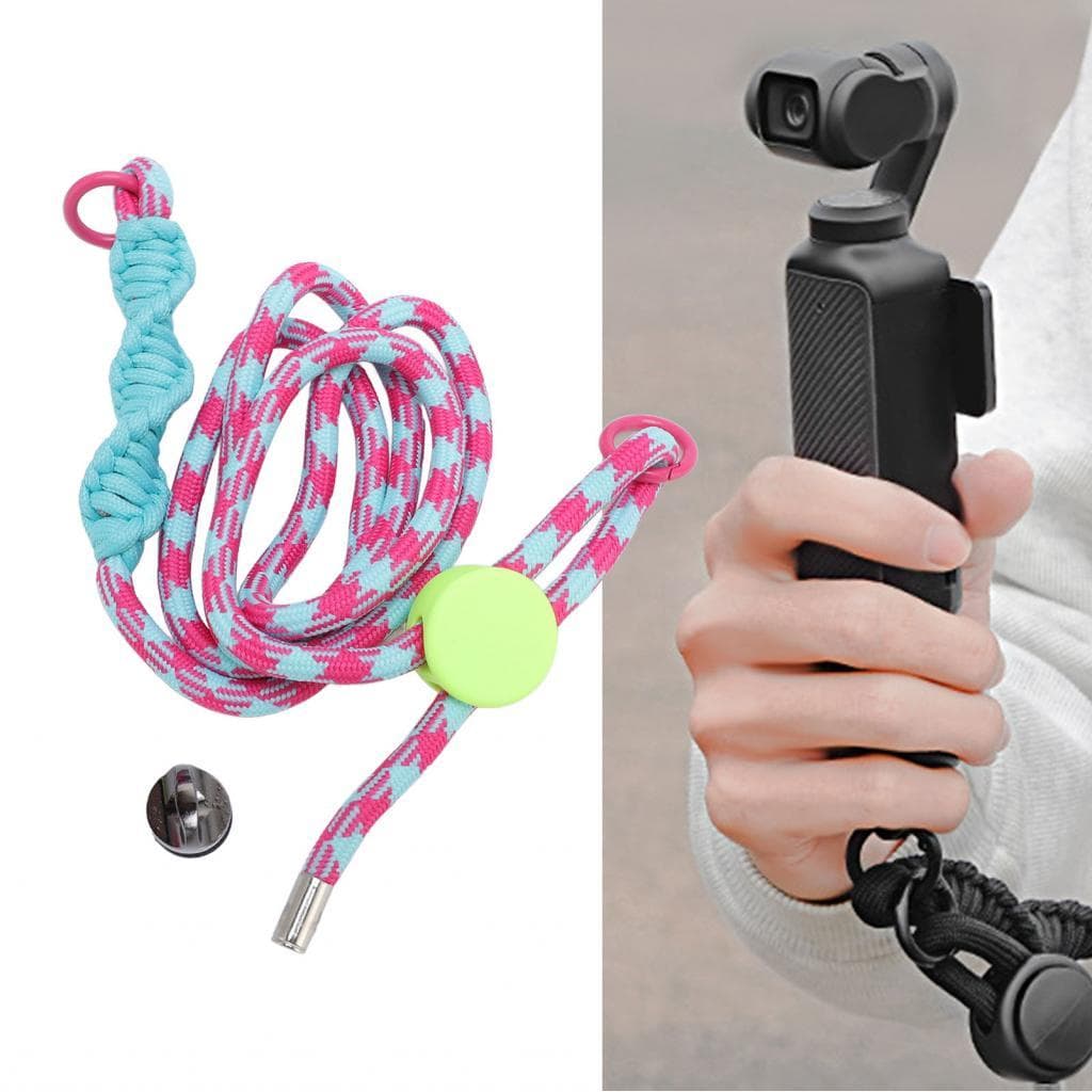 Alça de ombro para pescoço de câmera ajustável, suporte de peso forte, nylon azul e rosa com suporte de parafuso de 1/4